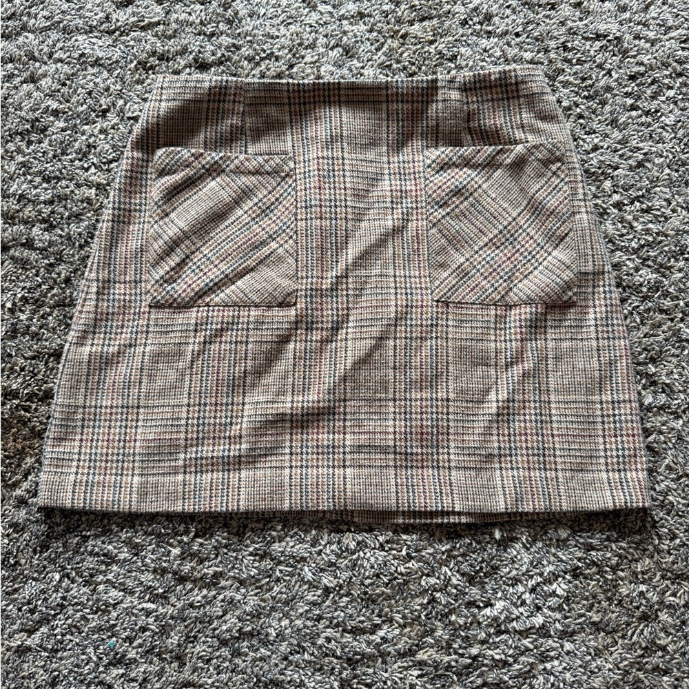Sage Plaid Mini Skirt in Brown and Black